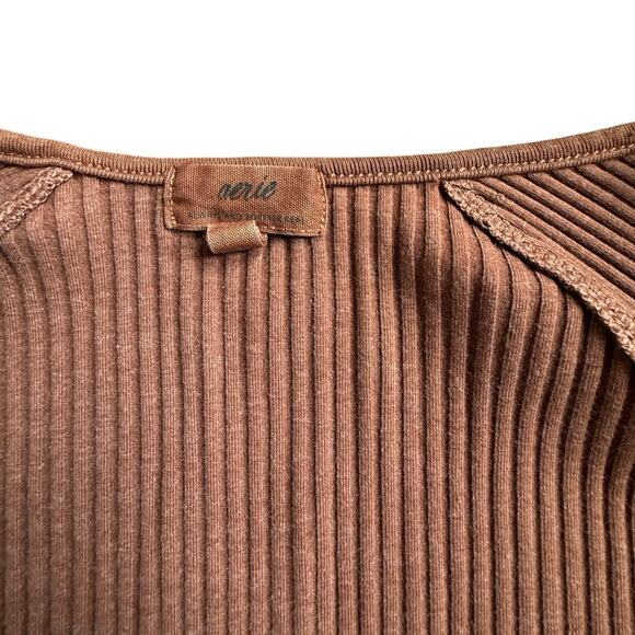 Aerie Women's Long Sleeve Thong Bodysuit, Size Medium, Brown/Burnt Orange - Picture 3 of 5